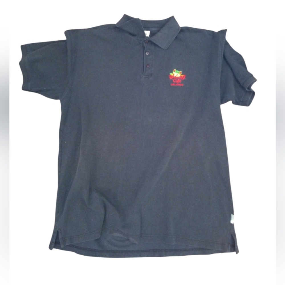 Vintage Rainforest Cafe Black Polo Shirt Size XL